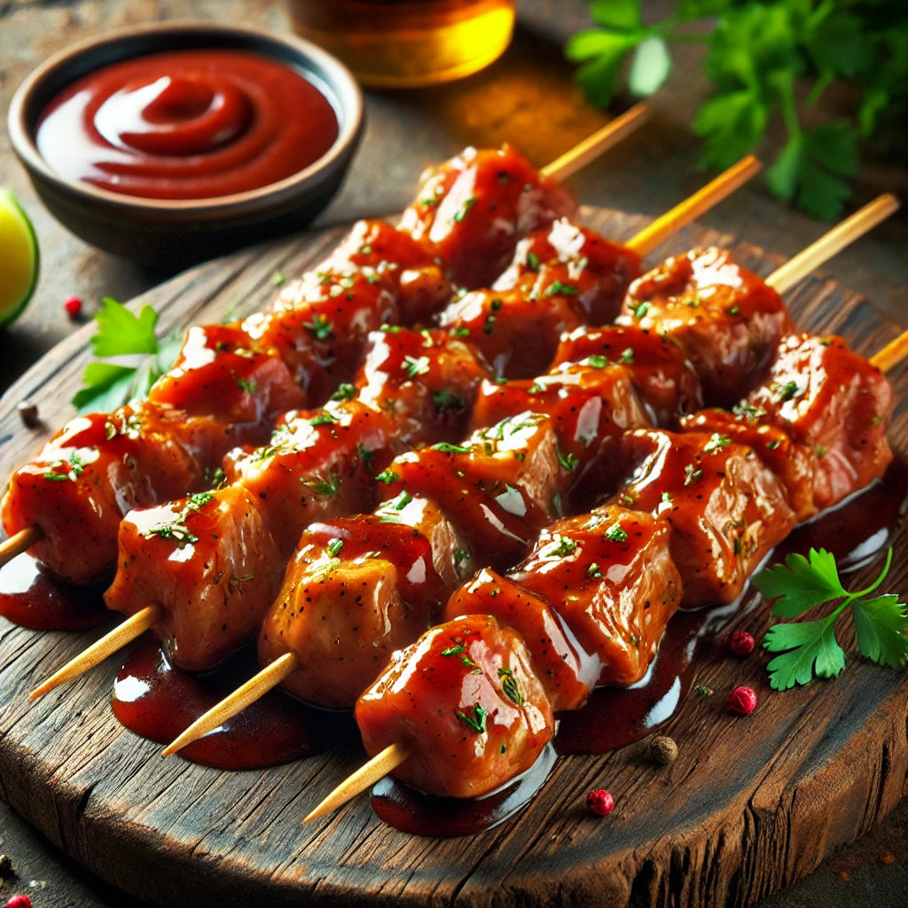 Brochettes de porc marinés BBQ